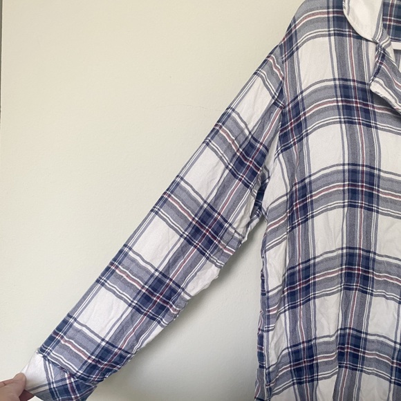 Rails Sleep Shirt White Sky Mauve Plaid Button Front Nightgown Blue/White Large - Picture 7 of 11